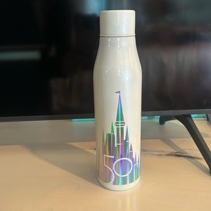 Disney WDW 50th Anniversary White Iridescent Cinderella Castle 20oz Water Bottle
